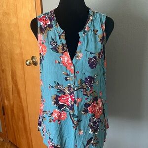 Market & Spruce Pink Mandarin Collar Relaxed Blouse